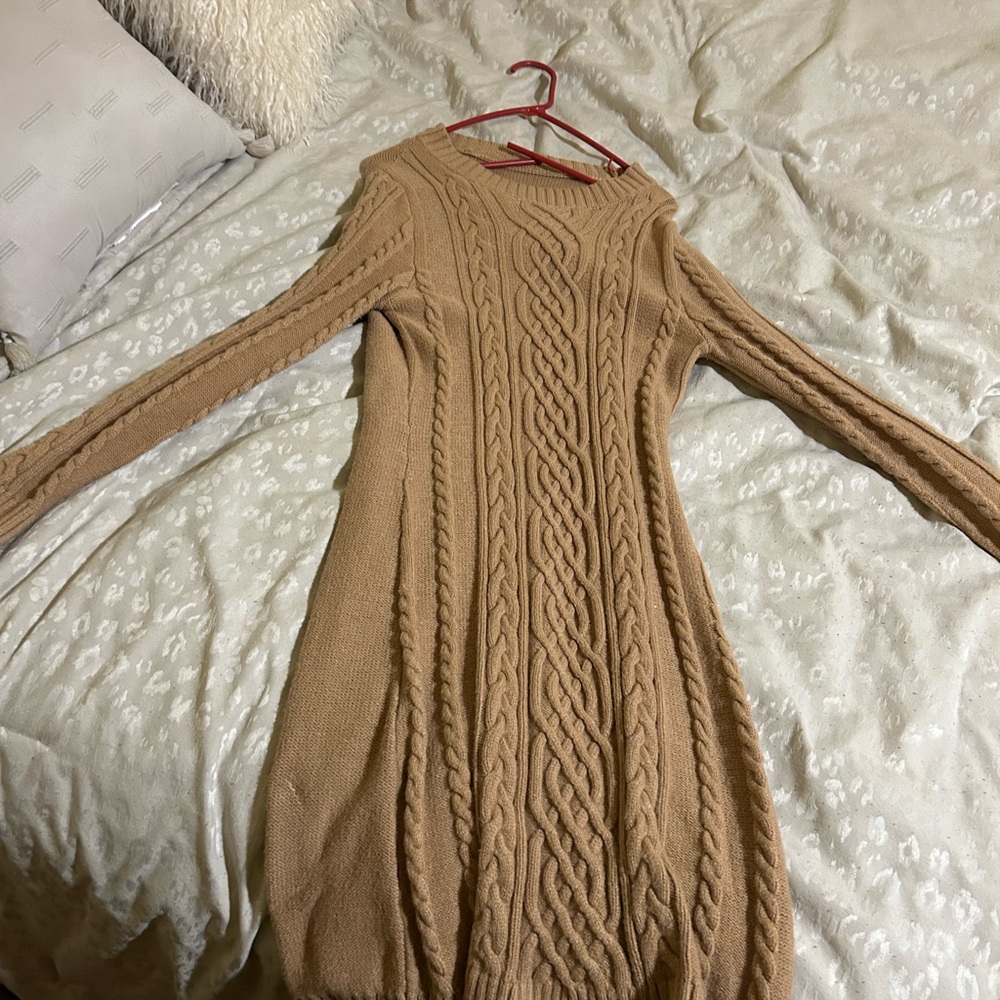 Brown sweater dress